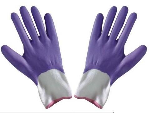M personalizado espuma Durable acabado nitrilo morado recubierto mano protectora guantes de trabajo